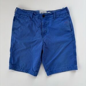 Abercrombie & Fitch Men's Bright Blue Khaki Preppy Button Fly Shorts Size 34